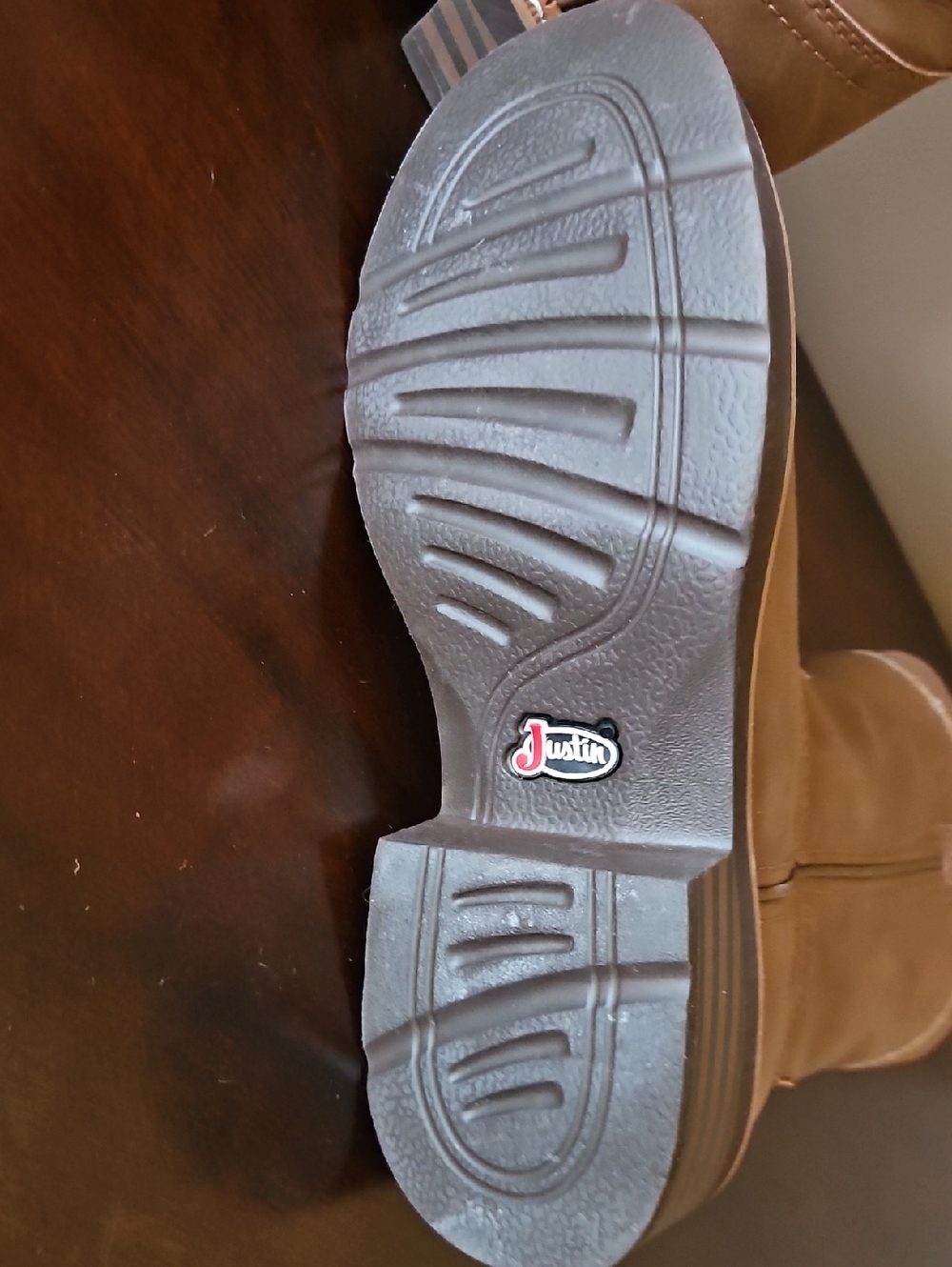 Justin Boots Brown Leather Heeled Cowboy Work Boots - Picture 2 of 2